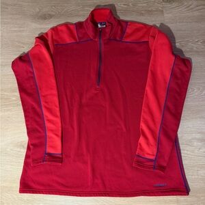 Patagonia Red Half-Zip Pullover with Navy Trim
